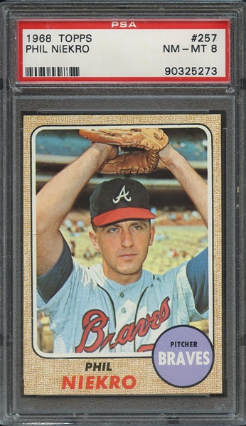 1968 TOPPS 257 PHIL NIEKRO PSA NM-MT 8