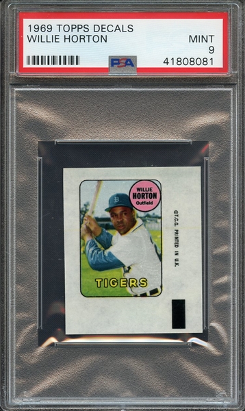 1969 TOPPS DECALS WILLIE HORTON PSA MINT 9