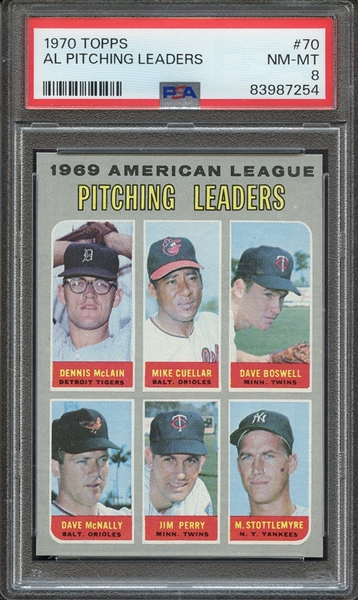 1970 TOPPS 70 AL PITCHING LEADERS PSA NM-MT 8