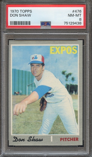 1970 TOPPS 476 DON SHAW PSA NM-MT 8