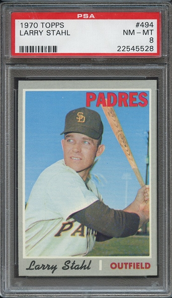 1970 TOPPS 494 LARRY STAHL PSA NM-MT 8