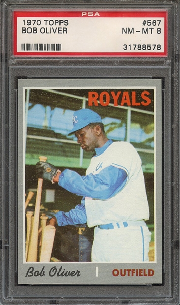 1970 TOPPS 567 BOB OLIVER PSA NM-MT 8