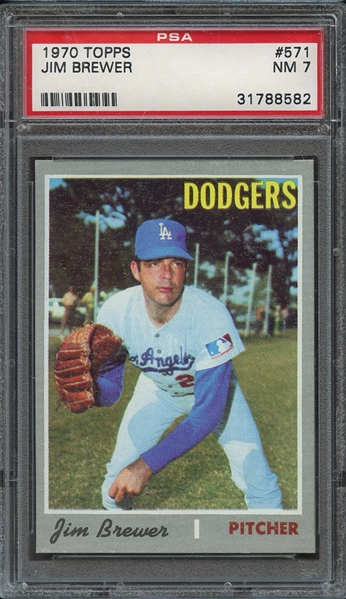 1970 TOPPS 571 JIM BREWER PSA NM 7