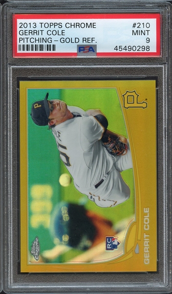 2013 TOPPS CHROME 210 GERRIT COLE PITCHING-GOLD REF. PSA MINT 9