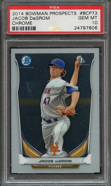 2014 BOWMAN PROSPECTS BCP73 JACOB DeGROM CHROME PSA GEM MT 10
