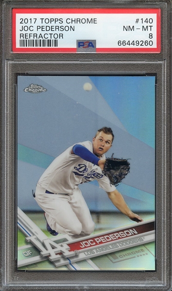 2017 TOPPS CHROME 140 JOC PEDERSON REFRACTOR PSA NM-MT 8
