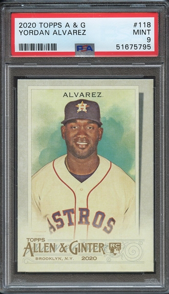2020 TOPPS ALLEN & GINTER 118 YORDAN ALVAREZ PSA MINT 9