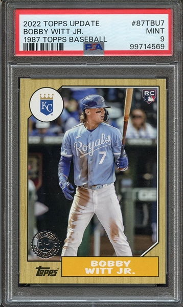 2022 TOPPS UPDATE 1987 TOPPS BASEBALL 87TBU7 BOBBY WITT JR. 1987 TOPPS BASEBALL PSA MINT 9