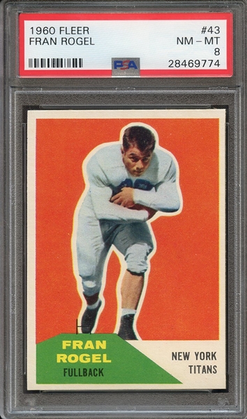 1960 FLEER 43 FRAN ROGEL PSA NM-MT 8