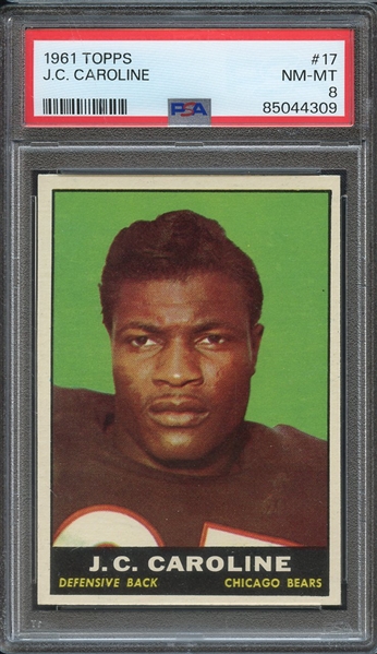 1961 TOPPS 17 J.C. CAROLINE PSA NM-MT 8