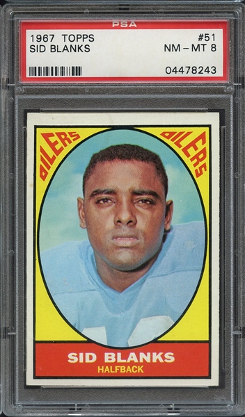1967 TOPPS 51 SID BLANKS PSA NM-MT 8
