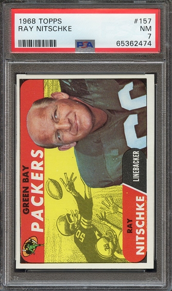 1968 TOPPS 157 RAY NITSCHKE PSA NM 7