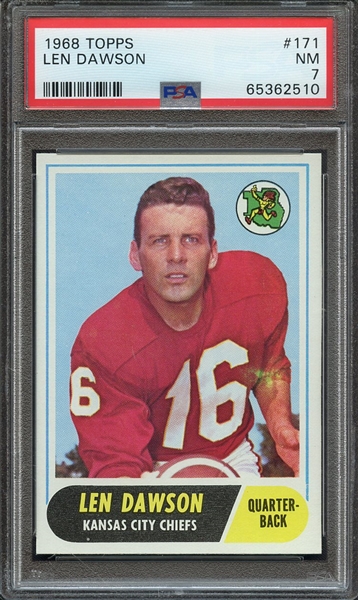 1968 TOPPS 171 LEN DAWSON PSA NM 7