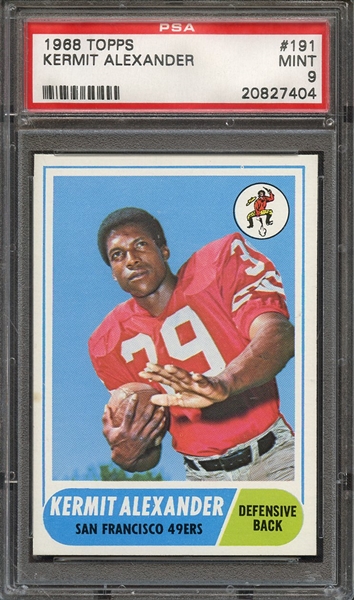 1968 TOPPS 191 KERMIT ALEXANDER PSA MINT 9
