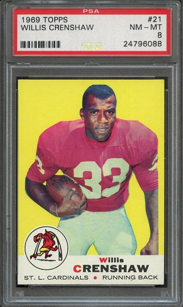 1969 TOPPS 21 WILLIS CRENSHAW PSA NM-MT 8