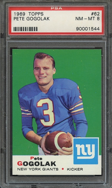 1969 TOPPS 62 PETE GOGOLAK PSA NM-MT 8