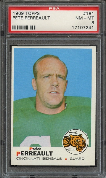 1969 TOPPS 181 PETE PERREAULT PSA NM-MT 8