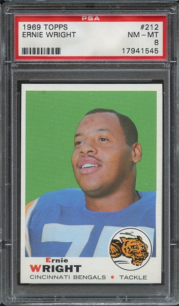 1969 TOPPS 212 ERNIE WRIGHT PSA NM-MT 8