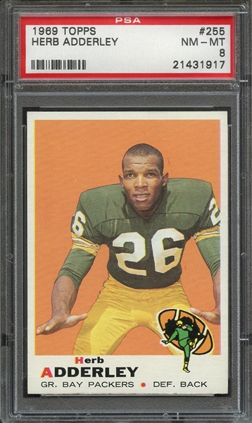 1969 TOPPS 255 HERB ADDERLEY PSA NM-MT 8