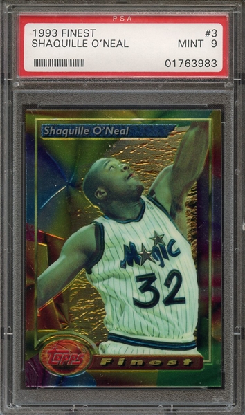 1993 FINEST 3 SHAQUILLE O'NEAL PSA MINT 9