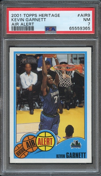 2001 TOPPS HERITAGE AIR ALERT AIR9 KEVIN GARNETT AIR ALERT PSA NM 7