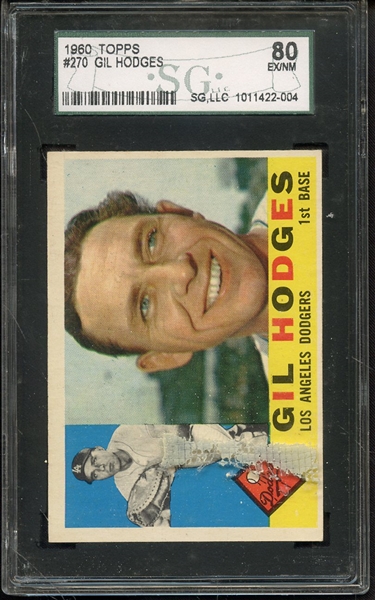 1960 TOPPS 270 GIL HODGES SGC EX/MT 80
