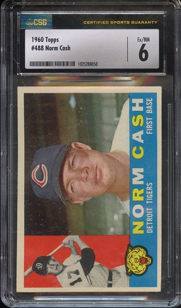 1960 TOPPS 488 NORM CASH CSG EX-MT 6