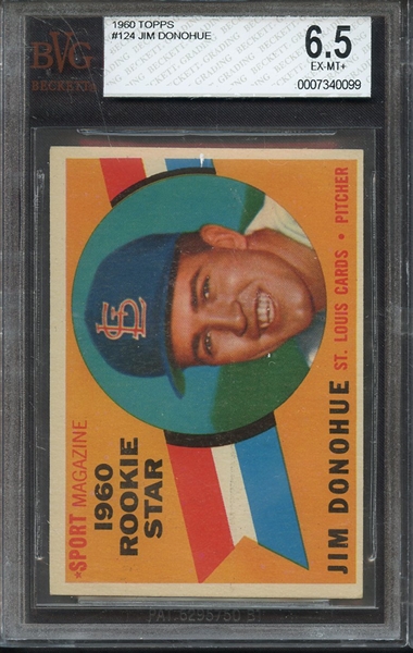 1960 TOPPS 124 JIM DONOHUE BVG EX-MT+ 6.5