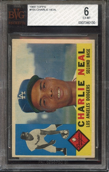 1960 TOPPS 155 CHARLIE NEAL BVG EX-MT 6