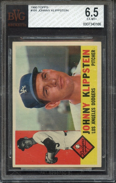 1960 TOPPS 191 JOHNNY KLIPPSTEI BVG EX-MT+ 6.5