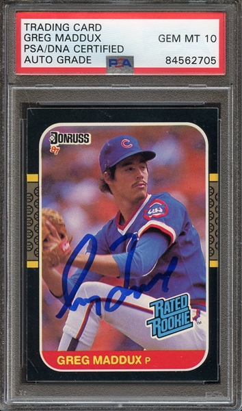 1987 DONRUSS 36 SIGNED GREG MADDUX PSA/DNA AUTO 10