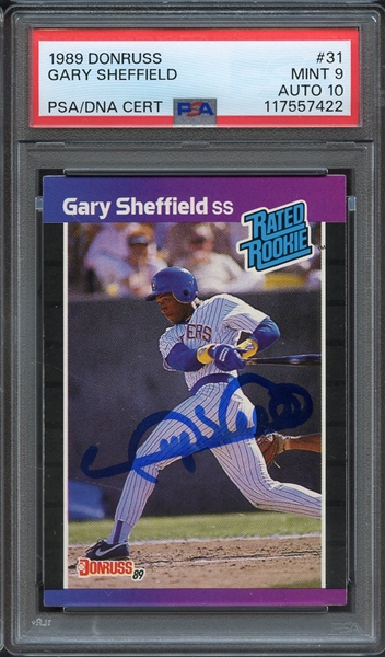 1989 DONRUSS 31 SIGNED GARY SHEFFIELD PSA MINT 9 PSA/DNA AUTO 10