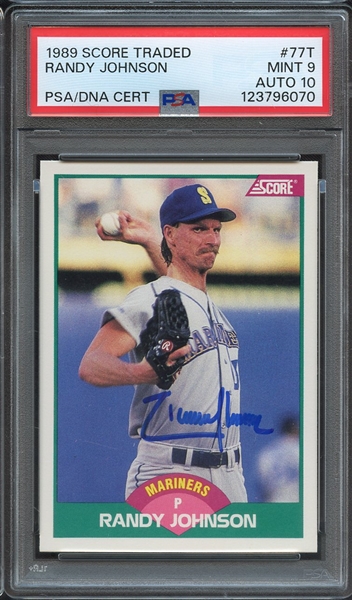 1989 SCORE TRADED 77T SIGNED RANDY JOHNSON PSA MINT 9 PSA/DNA AUTO 10