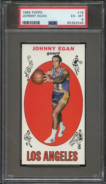 1969 TOPPS 16 JOHNNY EGAN PSA EX-MT 6