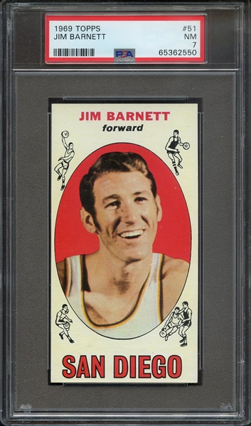 1969 TOPPS 51 JIM BARNETT PSA NM 7