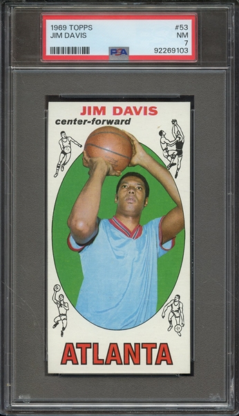 1969 TOPPS 53 JIM DAVIS PSA NM 7