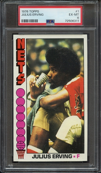 1976 TOPPS 1 JULIUS ERVING PSA EX-MT 6