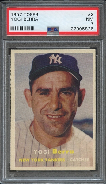1957 TOPPS 2 YOGI BERRA PSA NM 7