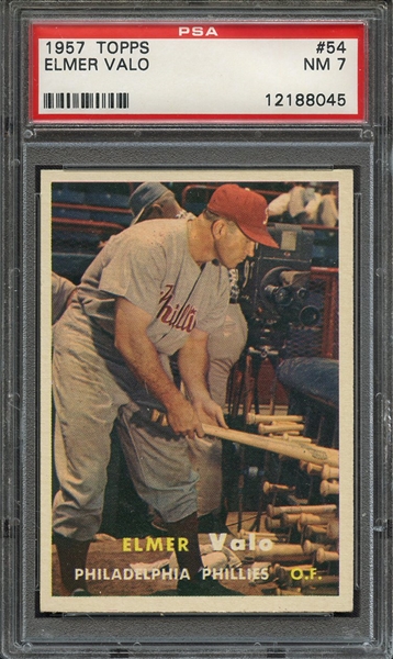 1957 TOPPS 54 ELMER VALO PSA NM 7