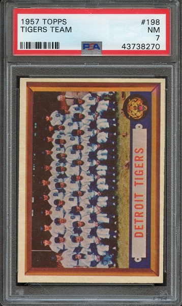 1957 TOPPS 198 TIGERS TEAM PSA NM 7
