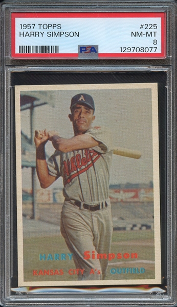 1957 TOPPS 225 HARRY SIMPSON PSA NM-MT 8