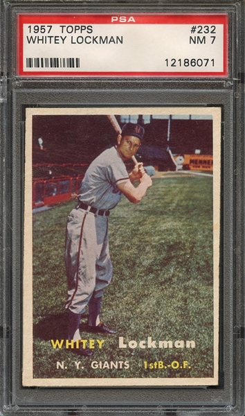 1957 TOPPS 232 WHITEY LOCKMAN PSA NM 7
