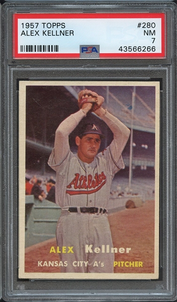 1957 TOPPS 280 ALEX KELLNER PSA NM 7