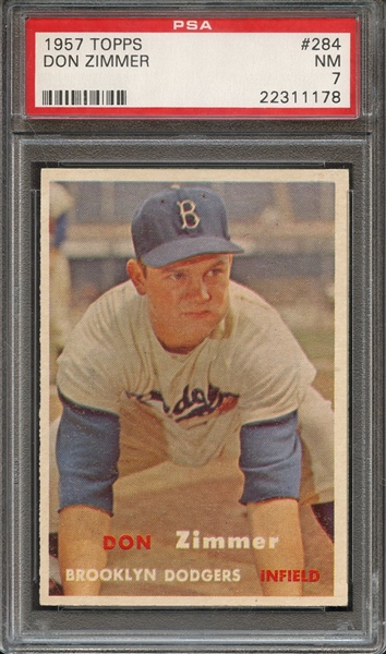 1957 TOPPS 284 DON ZIMMER PSA NM 7