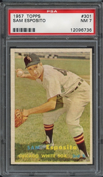 1957 TOPPS 301 SAM ESPOSITO PSA NM 7