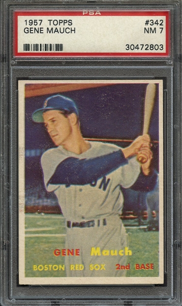 1957 TOPPS 342 GENE MAUCH PSA NM 7