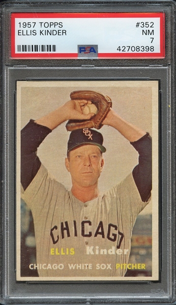 1957 TOPPS 352 ELLIS KINDER PSA NM 7