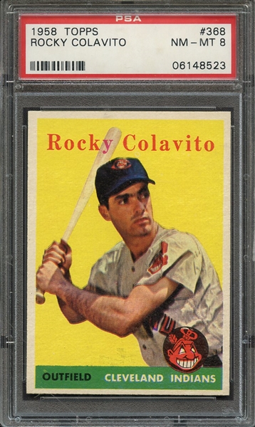 1958 TOPPS 368 ROCKY COLAVITO PSA NM-MT 8