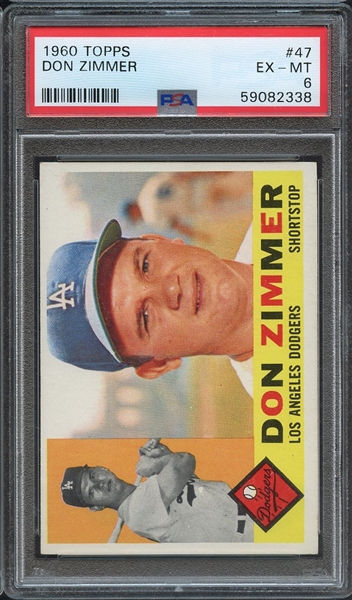 1960 TOPPS 47 DON ZIMMER PSA EX-MT 6