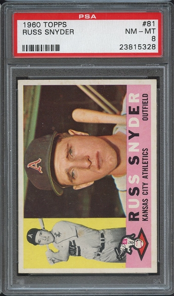 1960 TOPPS 81 RUSS SNYDER PSA NM-MT 8